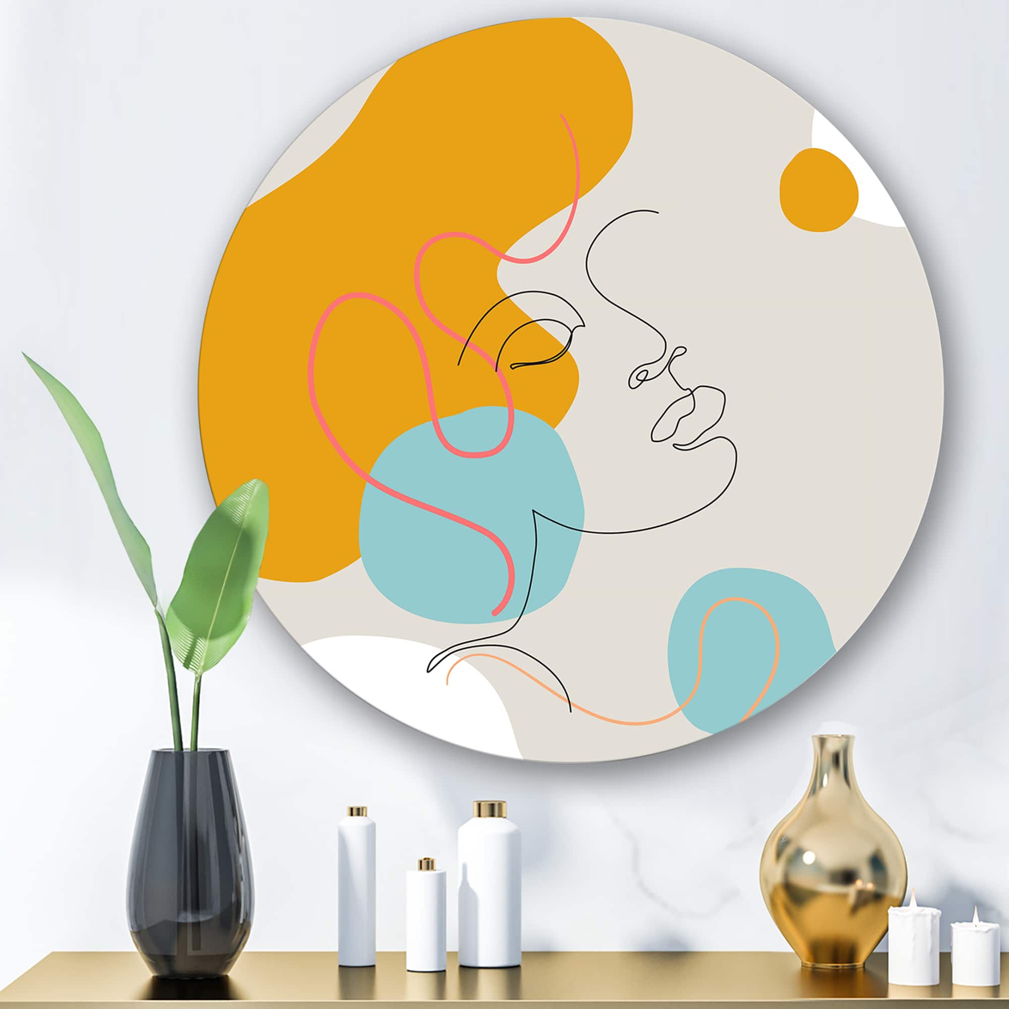 Designart - Minimal One Line Portrait of Female Face I
